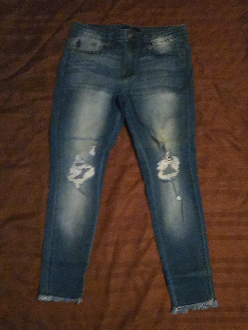 KanCan Distressed Medium Blue Ankle Skinny Jeans